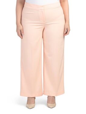 Tahari ASL Plus Crepe Wide Leg Pants 24W NWT Parfait Peach